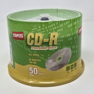 Staples‎ CD-R Recordable Discs - 50 Pack Spindle (New Sealed) Burn
